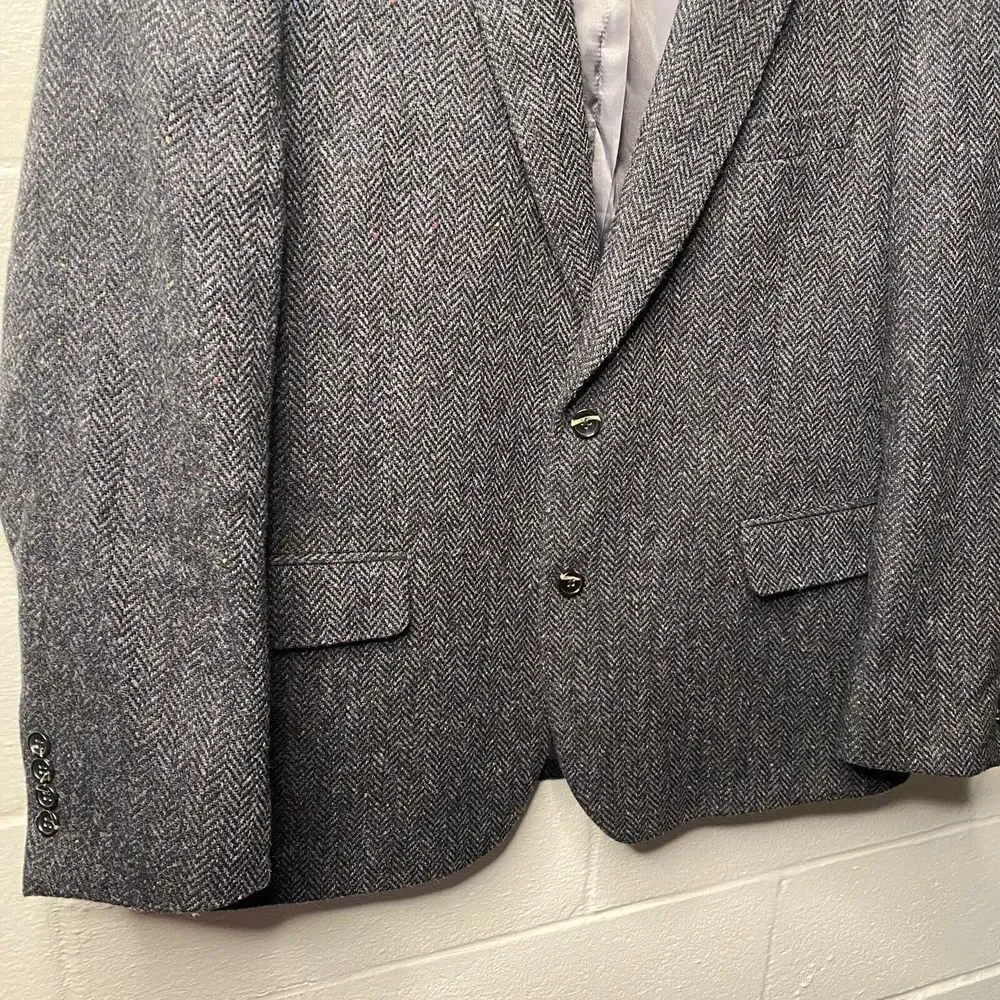 JEAN PAUL GERMAIN Mens Black Gray Wool Tweed Sport Coat Blazer JACKET Size 44 R